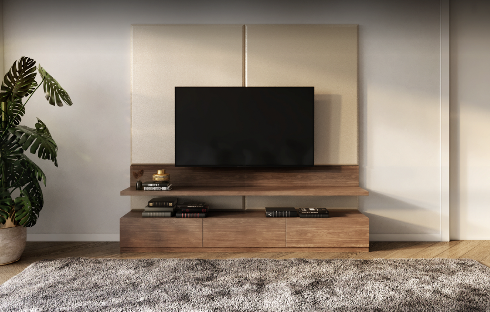 Modern TV wall unit, Serenity small: Beige